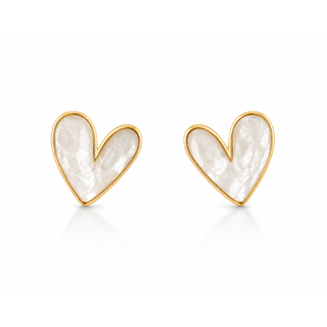 Amour Pearlescent Heart Studs
