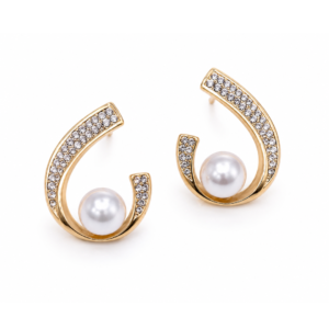 Lunar Curve Pearl Drop Studs