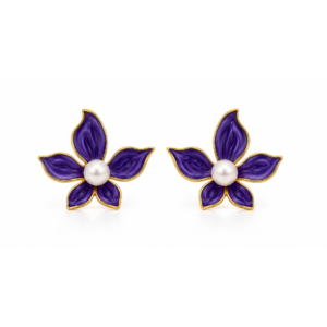 Iris Enamel Pearl Studs