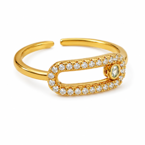 Elara Pavé Oval Frame Adjustable Ring
