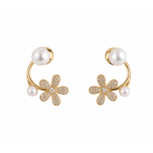 Fleur Pearl Curved Studs