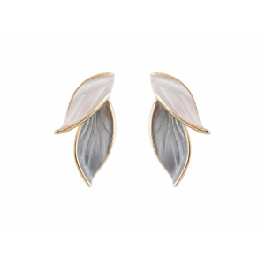 Silvered Flora Leaf Studs