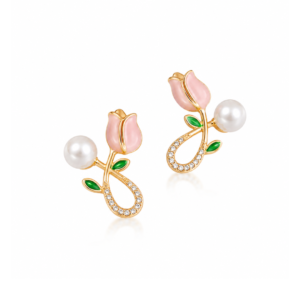 Roseate Tulip Pearl Cuffs