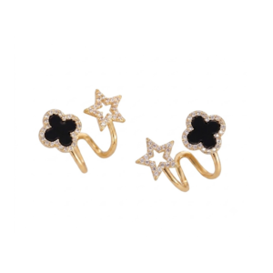 Astra Onyx Clover Spiral Cuffs