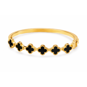 Onyx Clover Row Statement Bangle