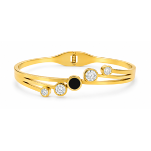 Cosmos Onyx & Crystal Disc Triple Bangle