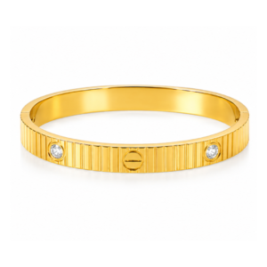 Aurelia Fluted Screw & Crystal Bangle