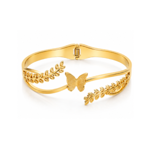 Sylph Frosted Butterfly Olive Branch Bangle