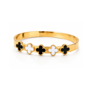 Fortuna Onyx & Mother-of-Pearl Clover Bangle