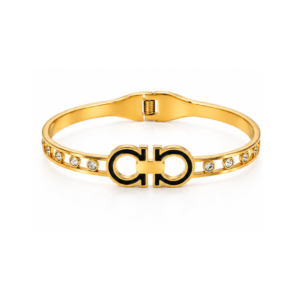 Equis Enamel Horsebit & Crystal Bangle