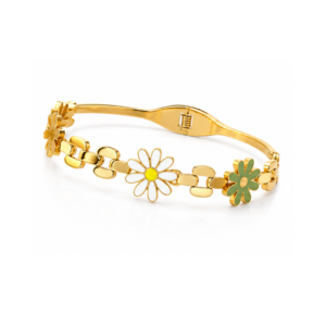 Fleur Enamel Daisy Gold Bangle