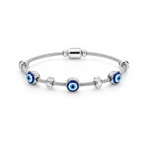 Nazar Silver Cable Evil Eye Bangle