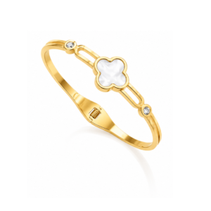 Elysian Mother-of-Pearl Clover Openwork Bangle