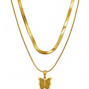 Papillon Layered Herringbone Necklace