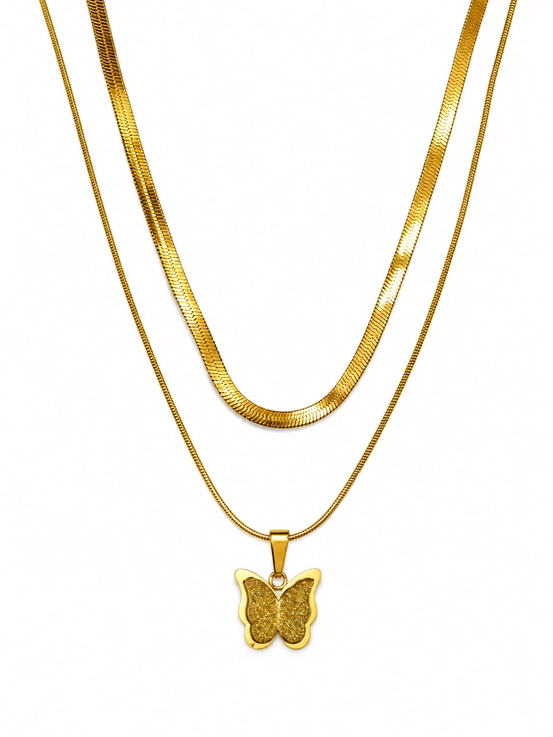 Papillon Layered Herringbone Necklace
