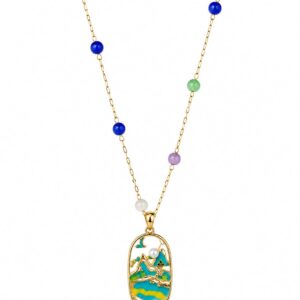Aurelia Mother-of-Pearl Starburst Herringbone Necklace