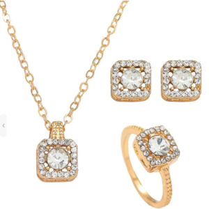 Celine Cushion Crystal Halo Jewelry Set